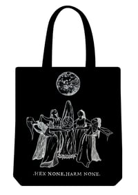 hex none harm none tote bags