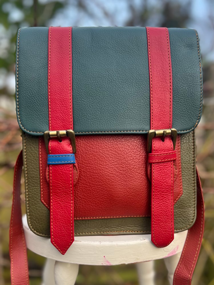 Image of Harlequin Collection - Recycled Coloured Leather Satchel #42B