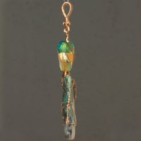 Image 4 of Emerald Slab 14k Gold Filled Pendant with Venetian Glass Bead