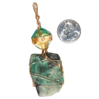 Image 5 of Emerald Slab 14k Gold Filled Pendant with Venetian Glass Bead