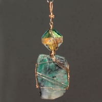 Image 3 of Emerald Slab 14k Gold Filled Pendant with Venetian Glass Bead