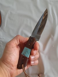 Image 2 of Handmade Fixed Knife J2 Steel Decorated Leather Sheath Wood Resin Handle