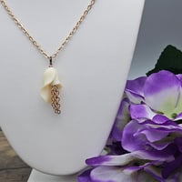 Image 2 of White Flower Dangle Necklace 