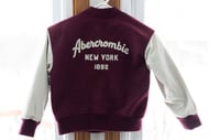 Image 2 of Size 5/6 Abercrombie Maroon Varsity Jacket