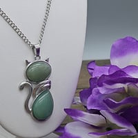 Image 2 of Green Aventurine Cat Necklace 