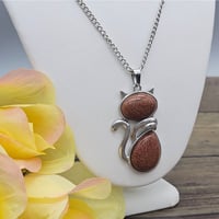 Image 3 of Goldstone Cat Necklace 