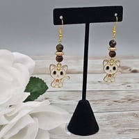 Image 1 of White Lunar Cat Earrings 