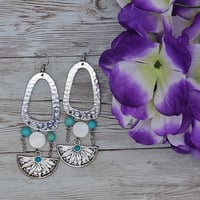 Image 2 of Blue Semi-Circle Earrings