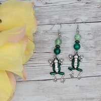 Image 2 of Crystal Frog Earrings 
