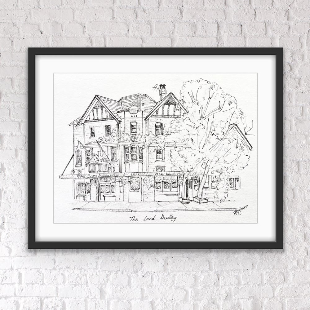 Image of House Portrait- Line Drawing Black and White 
