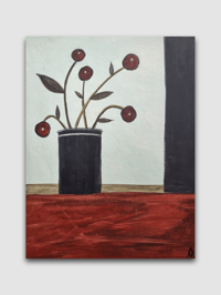 Image 1 of Original Painting - Dark Red Flowers In A Vase Illustration 