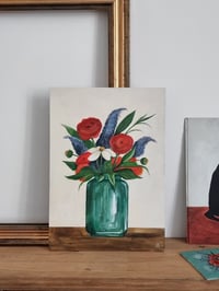 Image 2 of Colourful Flowers In A Vase Original Painting 