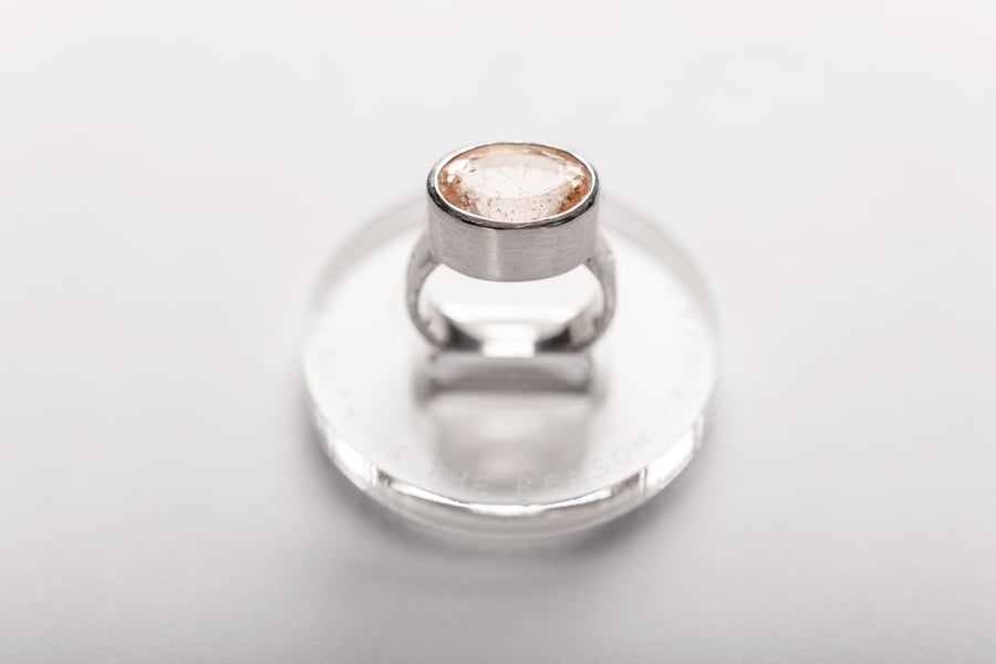 Image of "Beauty is..." silver ring with morganite  · PULCHRITUDO CAUSA VITAE EST  ·