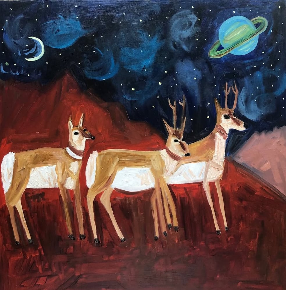 Image of On a clear night, antelope can see the rings of Saturn. limited edition print