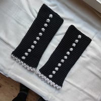 Image 2 of Wrist Worms, Black w off-white dots