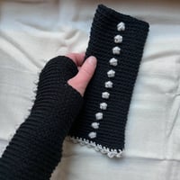 Image 1 of Wrist Worms, Black w off-white dots