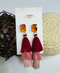 Image 2 of Topaz Gem Tiered Tassel Drop Earrings
