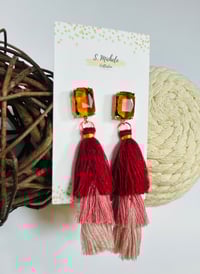 Image 3 of Topaz Gem Tiered Tassel Drop Earrings
