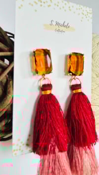 Image 5 of Topaz Gem Tiered Tassel Drop Earrings