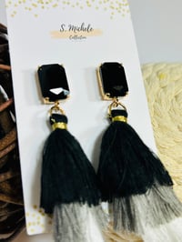 Image 3 of Midnight Gem Tiered Tassel Drop Earrings