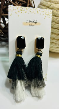 Image 1 of Midnight Gem Tiered Tassel Drop Earrings