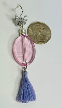 Image 6 of Antique Bow Pink Tassel Earrings