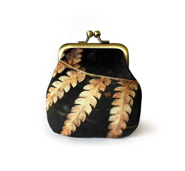 Image of Golden fern, velvet kisslock coin purse