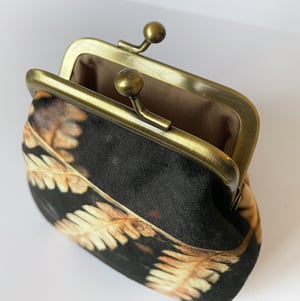 Image of Golden fern, velvet kisslock coin purse