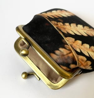 Image of Golden fern, velvet kisslock coin purse