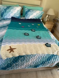 Image 1 of Sea Life Blanket with Turtles