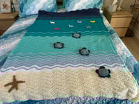 Image 2 of Sea Life Blanket with Turtles