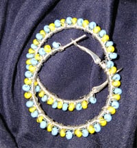 Image 2 of Beaded wired wrapped hoops 