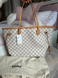 Image 1 of Louis Vuitton Neverfull MM Damier Azur Rose Ballerine