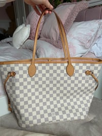 Image 9 of Louis Vuitton Neverfull MM Damier Azur Rose Ballerine