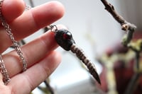 Image 1 of Dead Good Pheasant toe necklace with garnet crystal