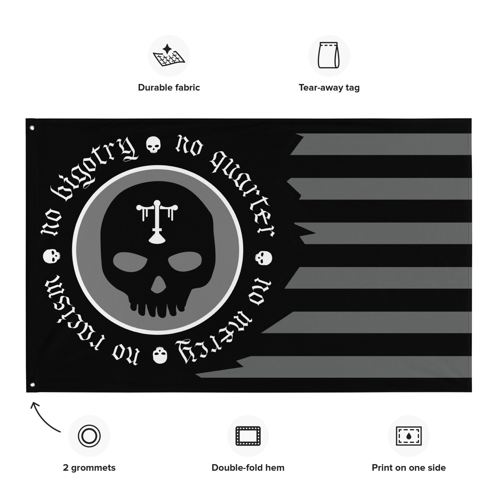 No Quarter Black Flag (single sided) | Justified Ink No Quarter Black Flag (single sided) | Justified Ink