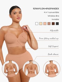 Image 4 of Full Coverage Push up Wireless Convertible Seamless Support Bra - Brown