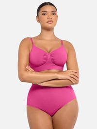 Image 1 of Seamless Shaping Bra with Wider Shoulder Straps / Back - PINK