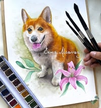 Image 1 of Custom pet watercolor painting 100% handmade