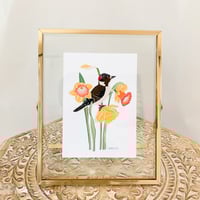 Image 5 of Downy Woodpecker with Daffodils Art Print