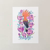 Image 1 of Hoppoe and Crocus Art Print