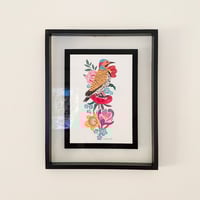 Image 3 of Northern Flicker with Multi Flowers Art Print