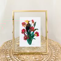 Image 5 of Blonde Crested Woodpecker with Tulips Art Print
