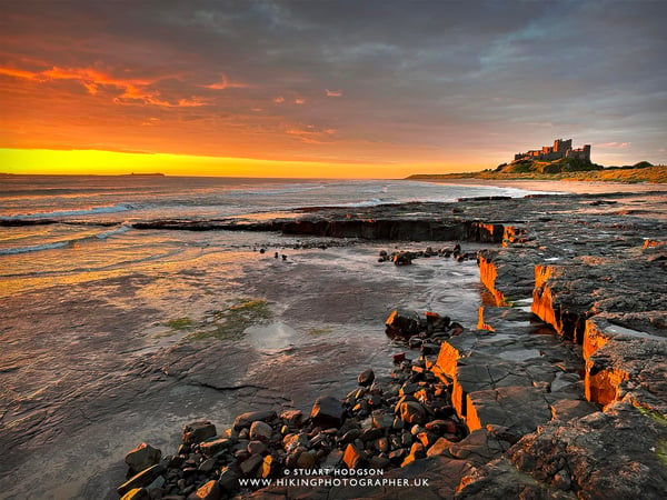 Image of Bamburgh Castle in Northumberland at sunrise 