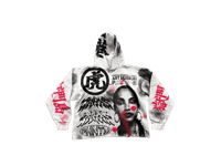Image 1 of Sade Adu heavy metal Kanji custom made screen print gray/red hoodie