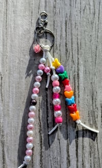 Image 1 of Colorful Spring inspired beaded bag charm 