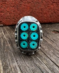 Image 2 of WL&A Handmade Old Style Royston Heishi "Evil Eye" Inlay Oval Signet Ring - Size 10