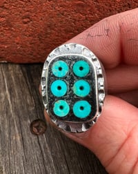 Image 3 of WL&A Handmade Old Style Royston Heishi "Evil Eye" Inlay Oval Signet Ring - Size 10