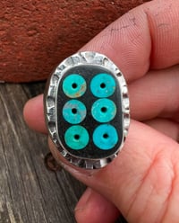 Image 3 of WL&A Handmade Old Style Royston Heishi "Evil Eye" Inlay Oval Signet Ring - Size 10.5