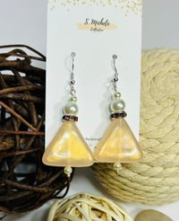 Image 1 of Golden Tan Triangle Earrings